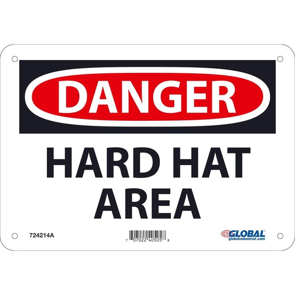 Danger Hard Hat Area, 7x10, Aluminum